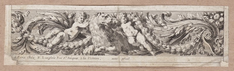Ornamentprent. Rinceaux de frises et de feuillages.